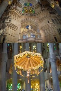 Sagrada Familia'nın Apse bölümü ve Altar bölümünden detaylar. Apse bölümünü hem içerden hem dışardan görmenizi öneririz.