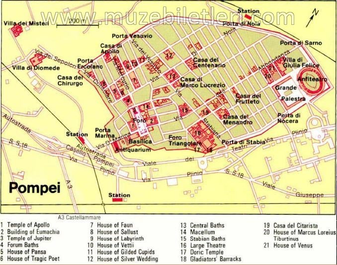 Pompeii Antik Kenti Haritası - Pompeii Giriş Ücreti ve Turları