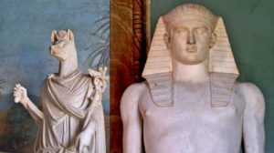 Anubis-Hermes heykeli ve Antinous heykeli - Gregorian Egyptian Müzesi